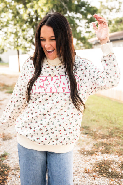 TEXAS Rose Mock Neck Sweatshirt