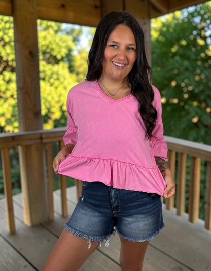 Washed Comfort Ruffle Tee