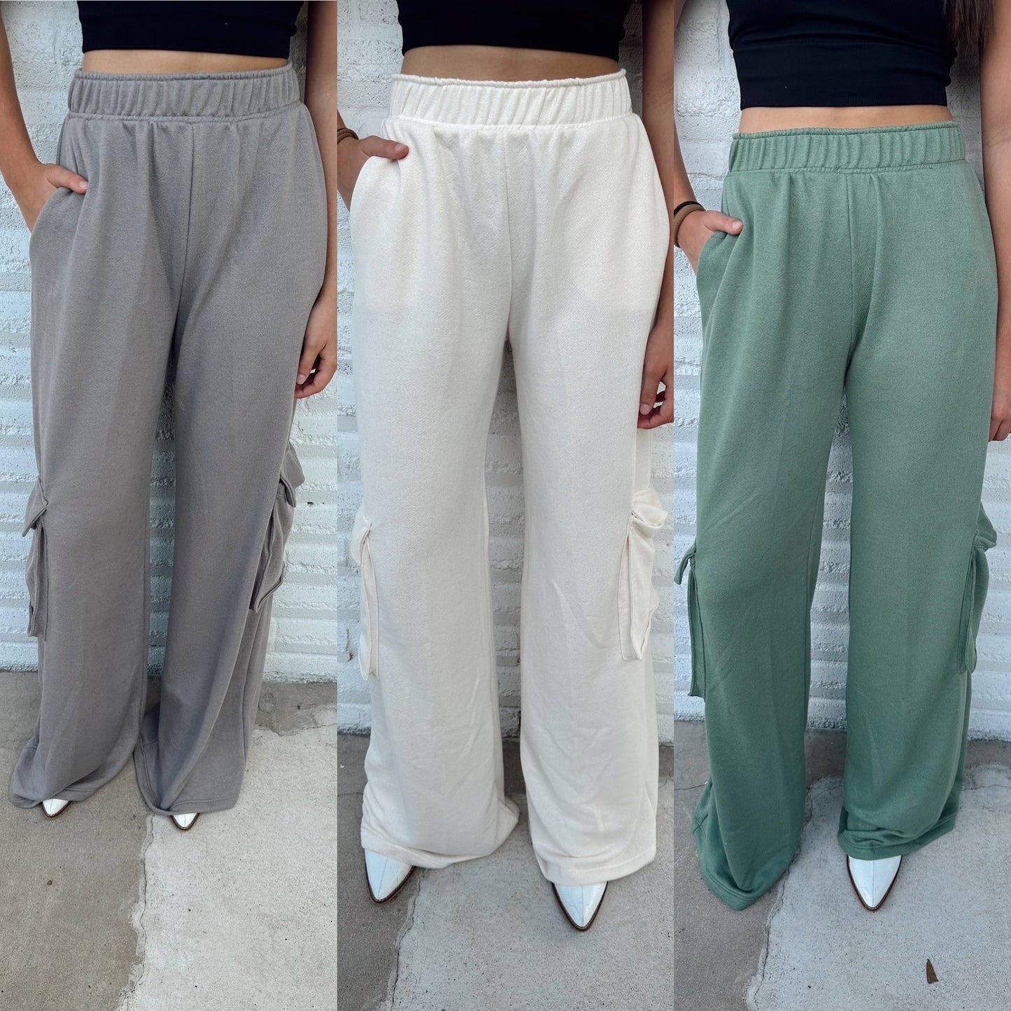 Solid Cargo Flare Sweatpants