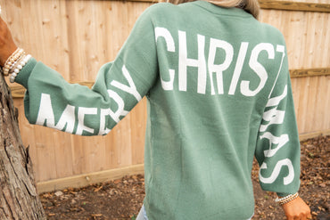 HOHOHO Drop Shoulder Crop Sweater
