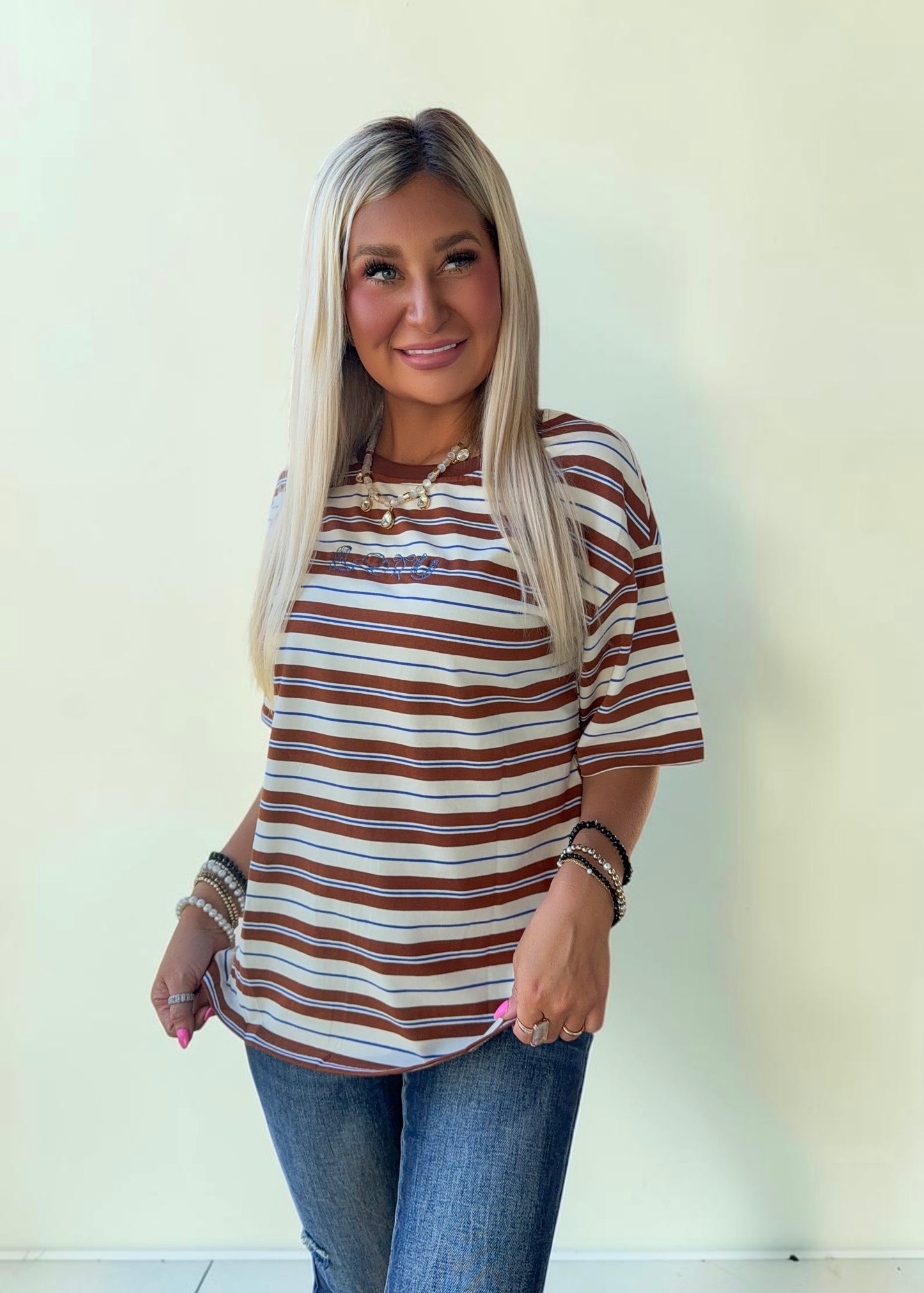 Heritage Stripe Embroidered Top