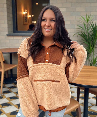 Honey Haze Half-Button Sherpa Sweatshirt
