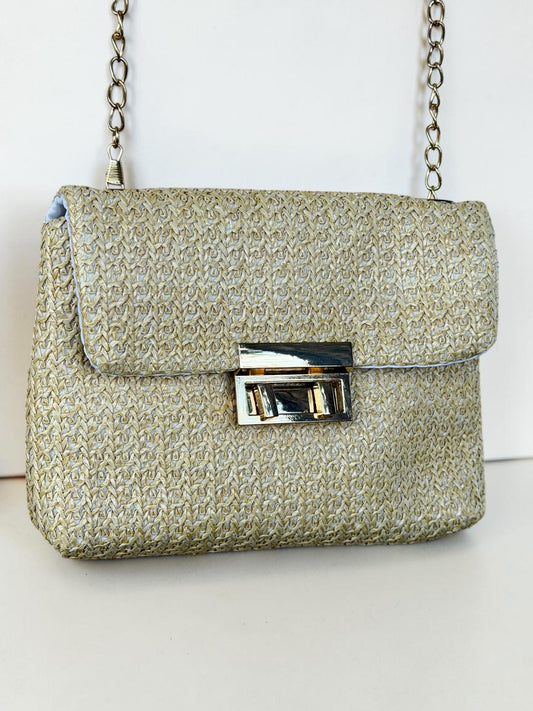 Golden Weave Shoulder Bag