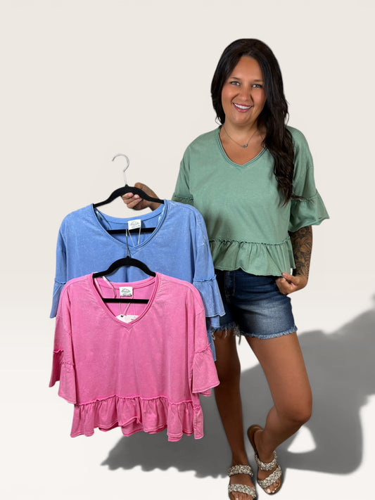 Washed Comfort Ruffle Tee