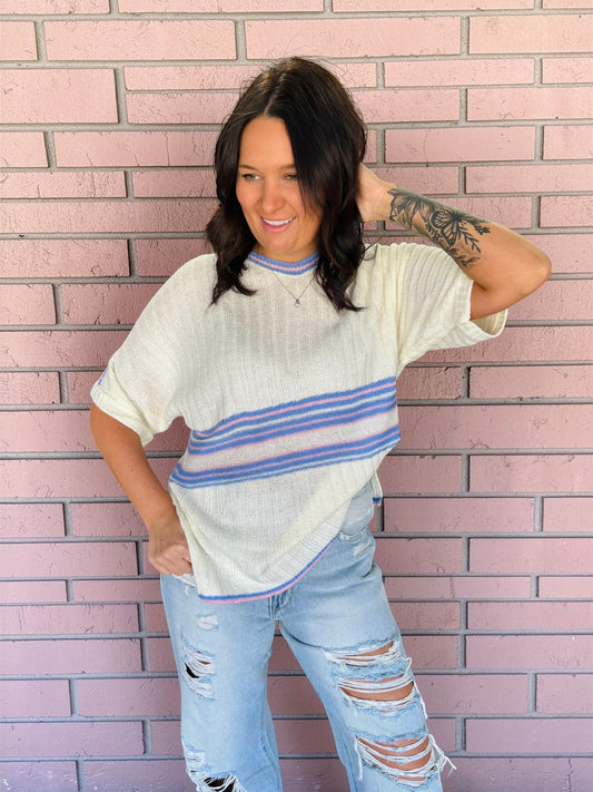 SkyPop Color‑Block Top