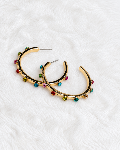 Golden Confetti Hoop Earrings