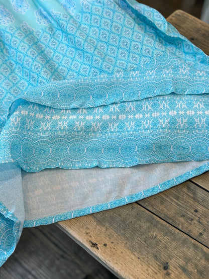 Sky Blue Ruffled Wide Strap Tank Top