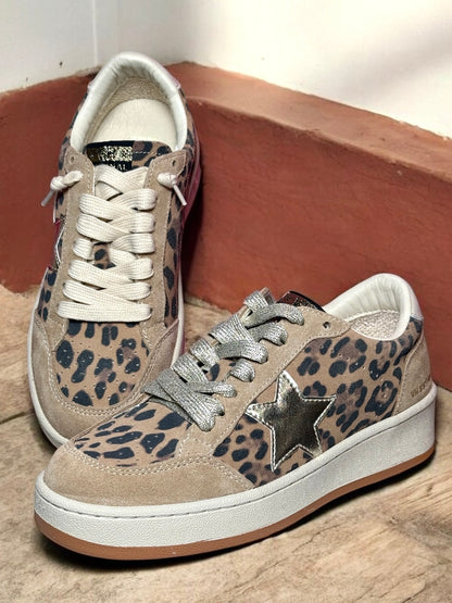 Leopard Pop Silver Low-Top Sneakers