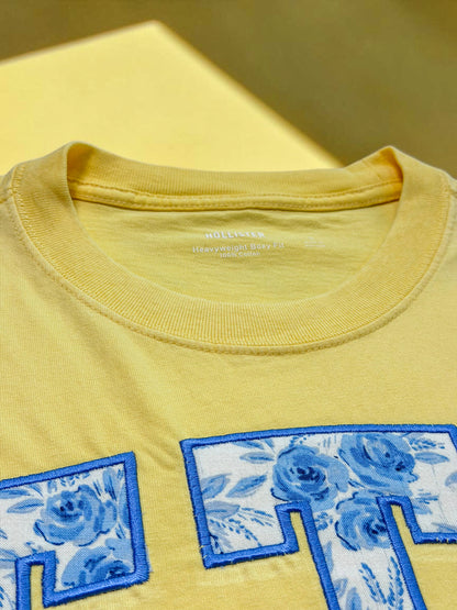 TTB Floral Blue On Yellow Graphic T-shirt