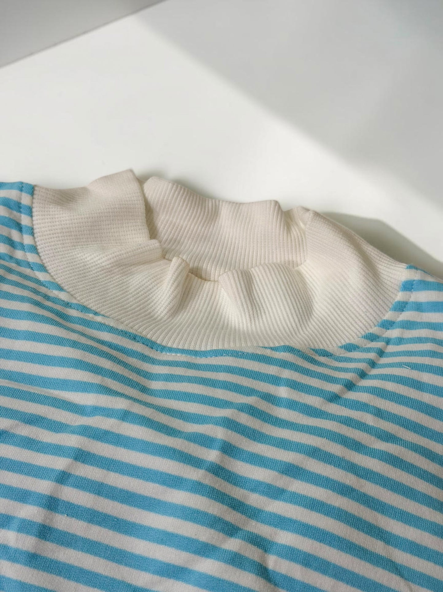 Sky Blue Stripe Shorts Set