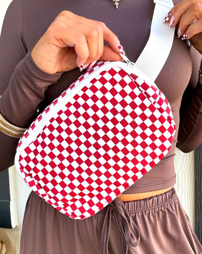 Fierce Red Checkered Crossbody Bag