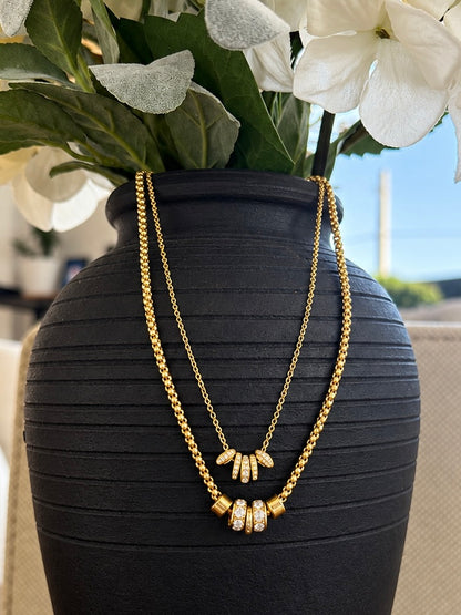 Jeweled Rings Double Layer Necklace