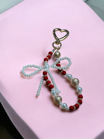 Graceful Bow Beaded Keychain