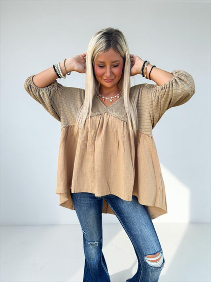 Cream Flow Baby Doll Blouse