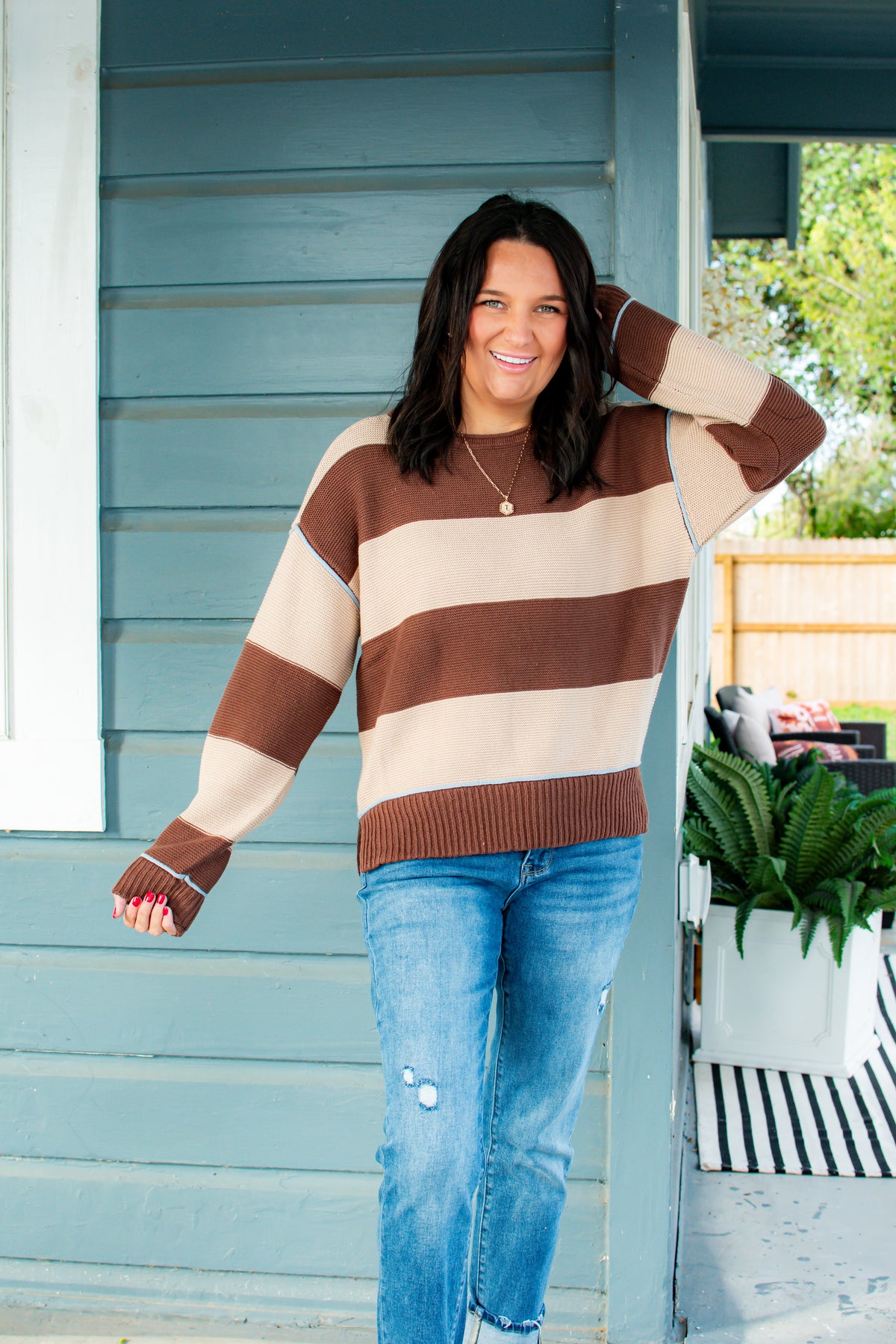 Stripe & Stitch Knit Sweater Top