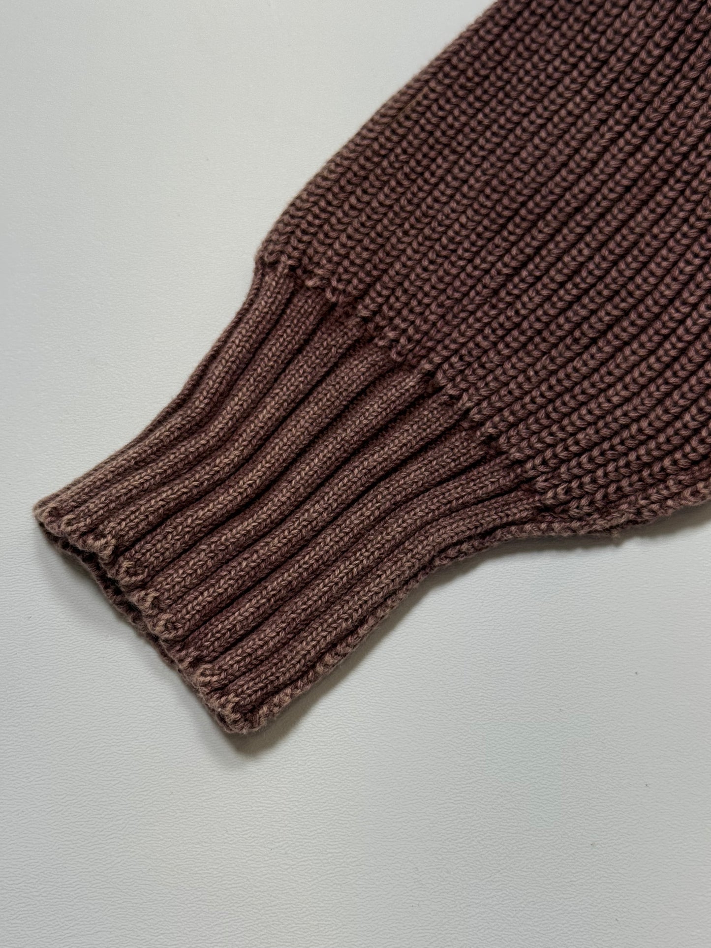Brown Mineral Wash Knit Button Sweater