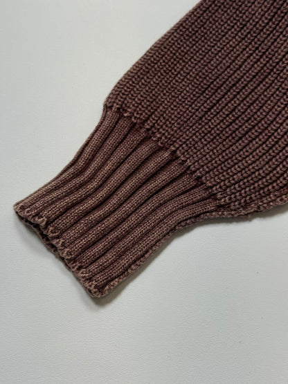 Brown Mineral Wash Knit Button Sweater