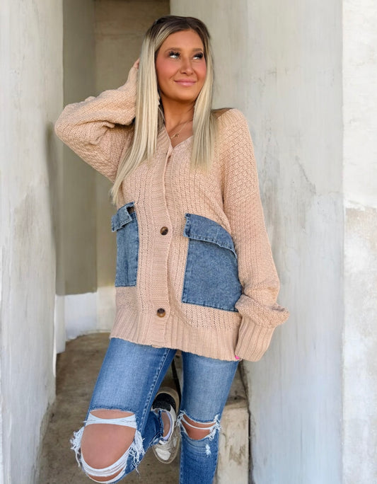 Patch And Thread Open Cardigan Top