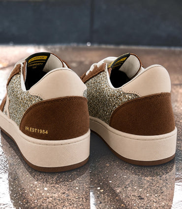 Denisse Brown Glitter Pop Low-Top Sneakers