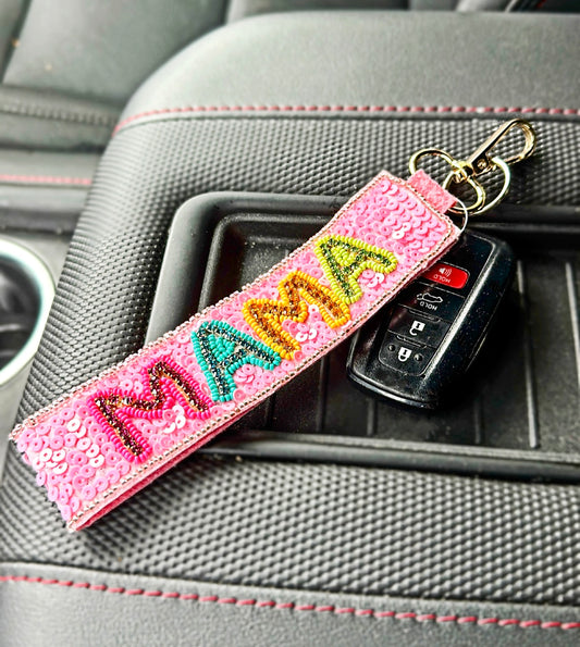 MAMA Colorful sequin Wristlet Keychain