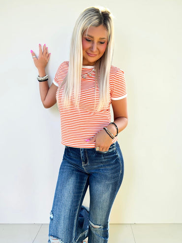 Modern Stripe Rib Tee Top