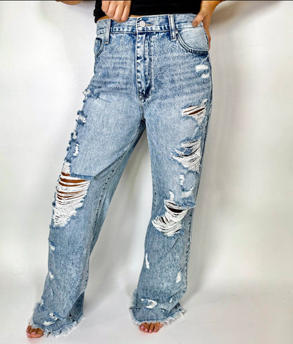 Victoria Vintage Distressed Flare Jean