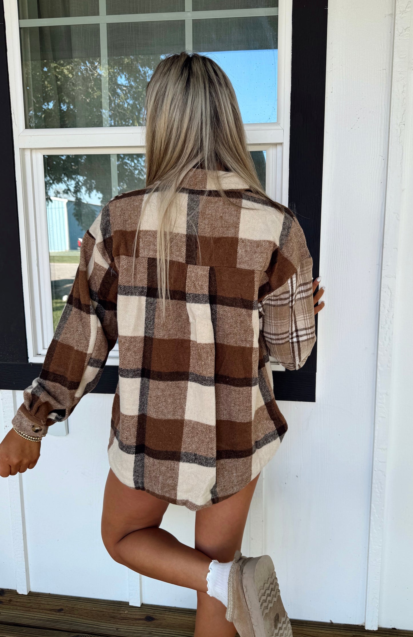 Rustic Charm Brown Flannel Top