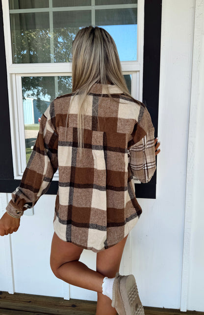 Rustic Charm Brown Flannel Top