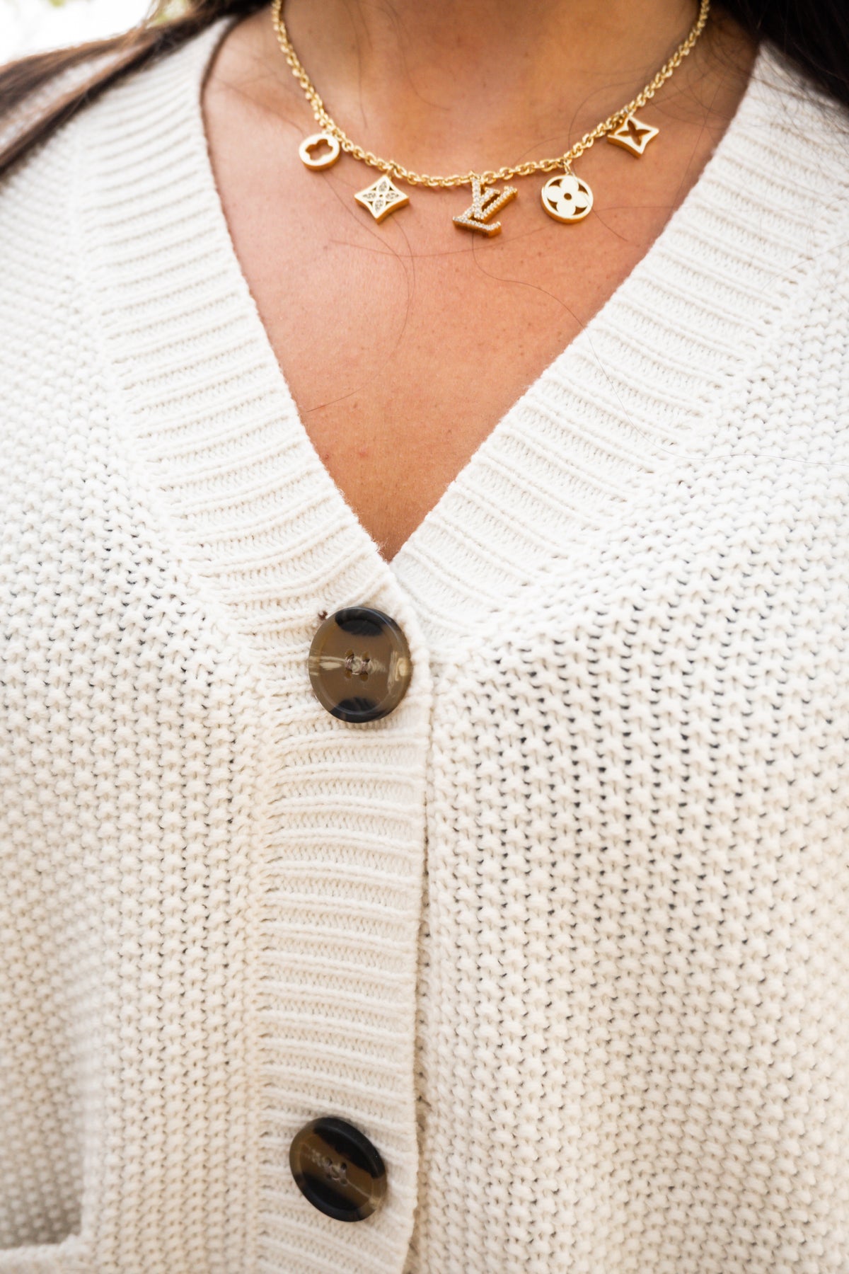Ivory Texture Knit Button Cardigan