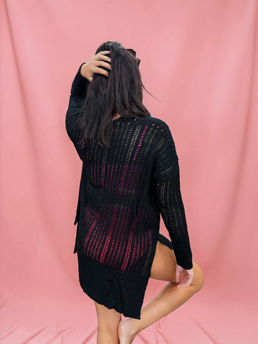 Scoop Neck Open Knit Sweater