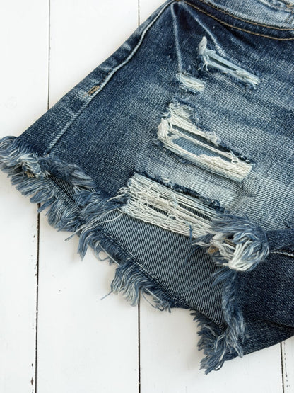 Jasmine Dark Wash Distressed Denim Shorts