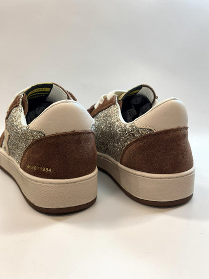 Denisse Brown Glitter Pop Low-Top Sneakers