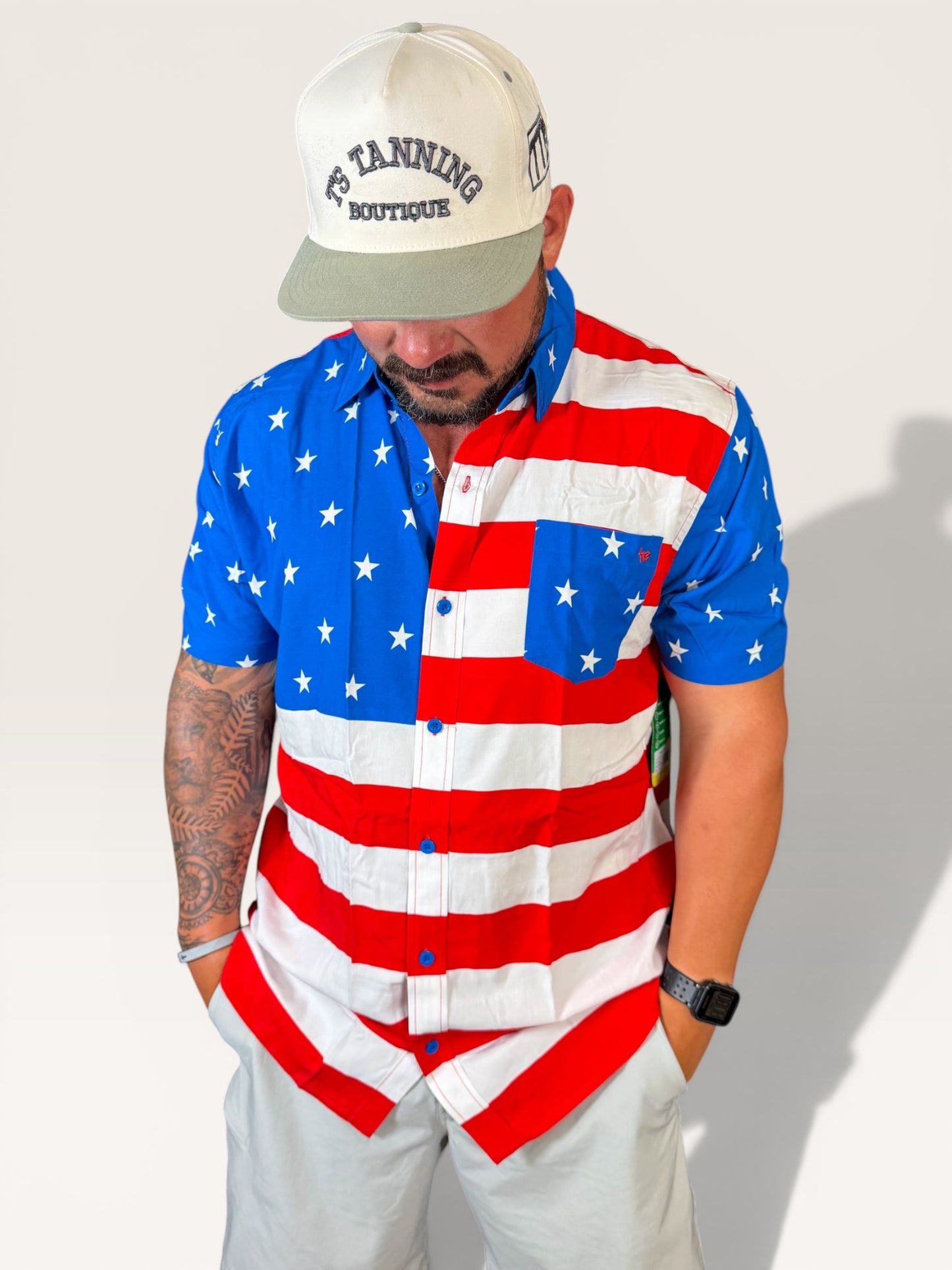 American Flag Button Down Shirt