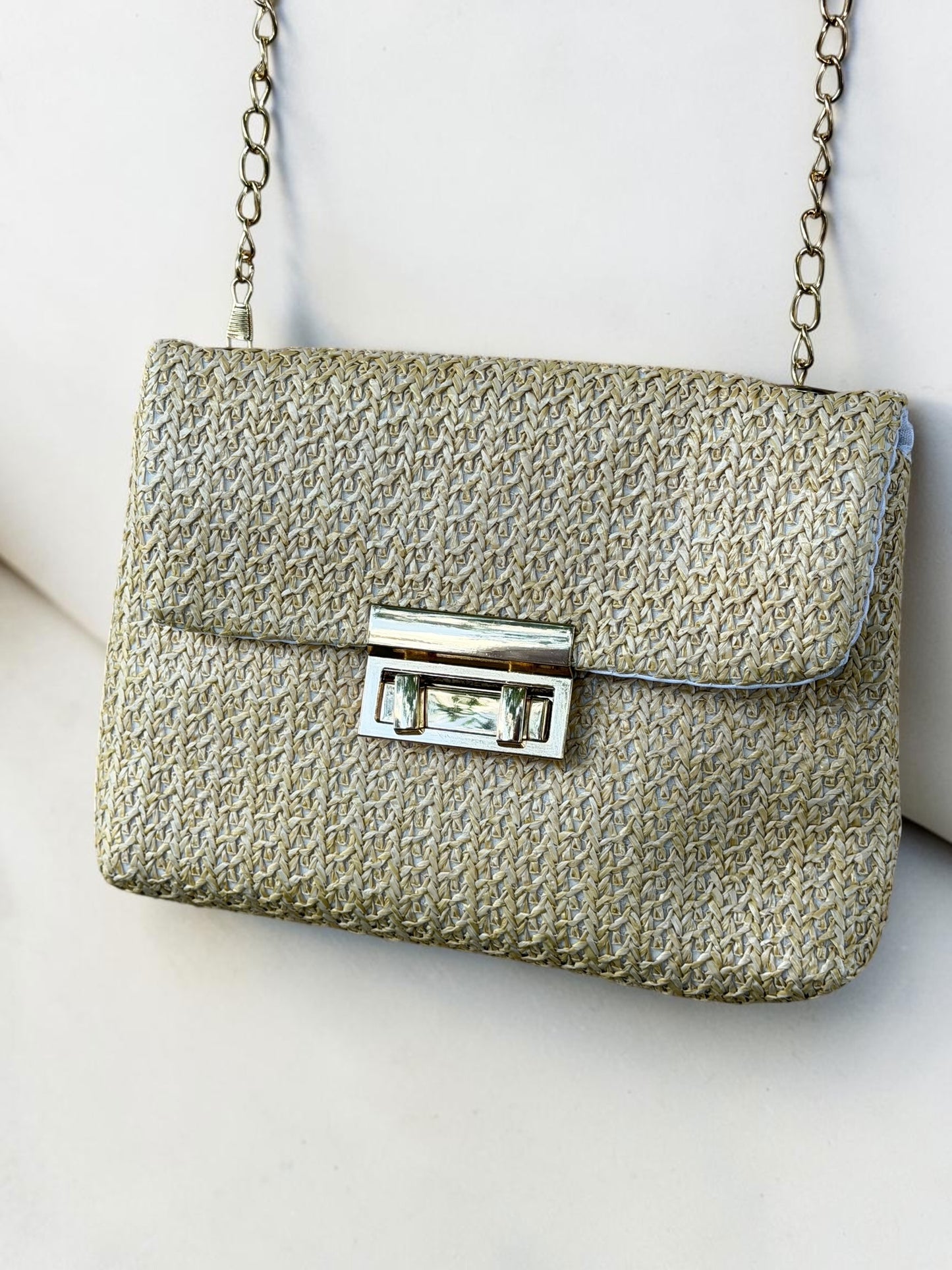 Golden Weave Shoulder Bag