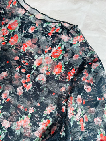 Back In Time Floral Mesh Long Sleeve Top