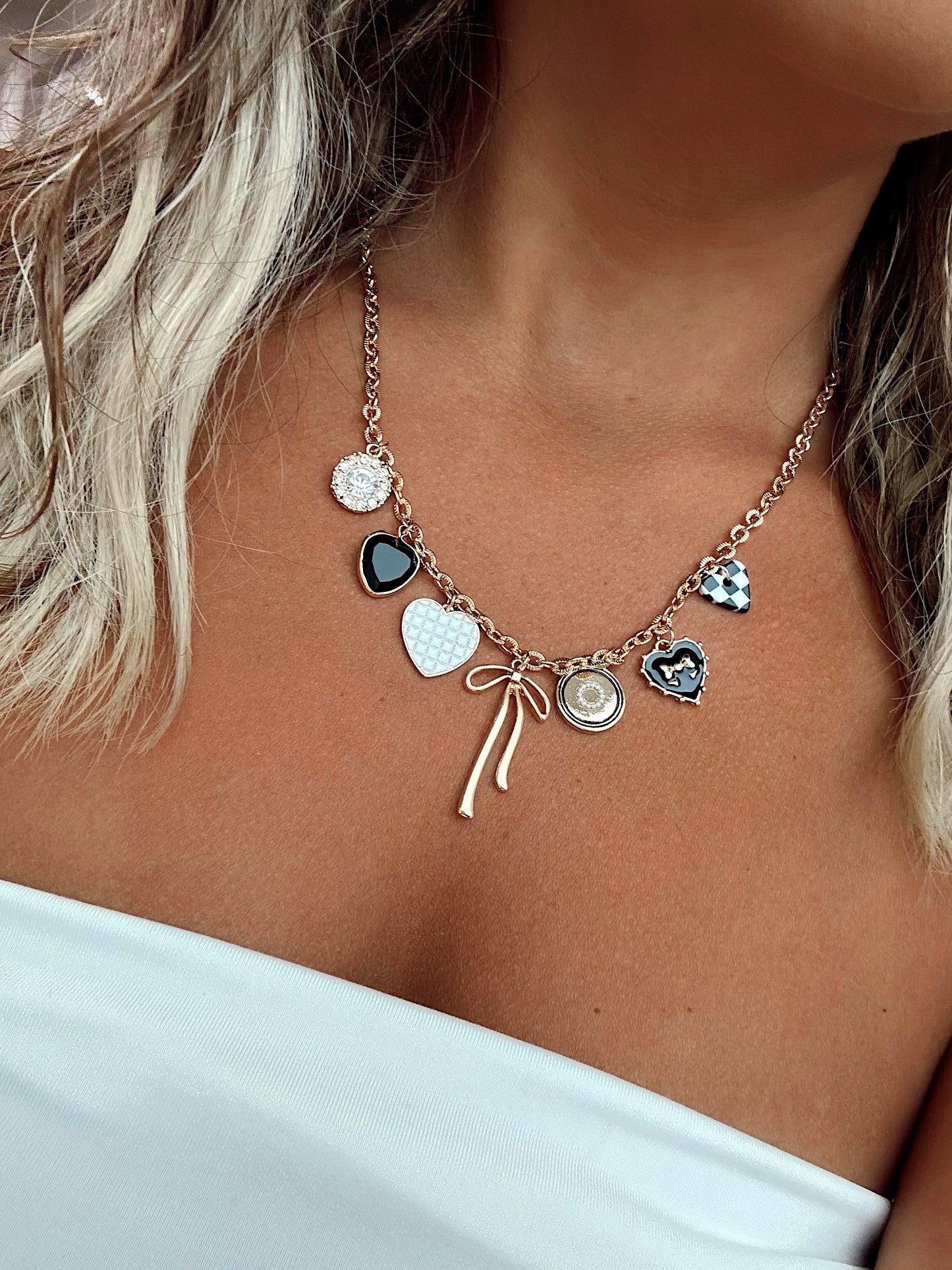 Every Girls Favorite Checkered Charm Necklace