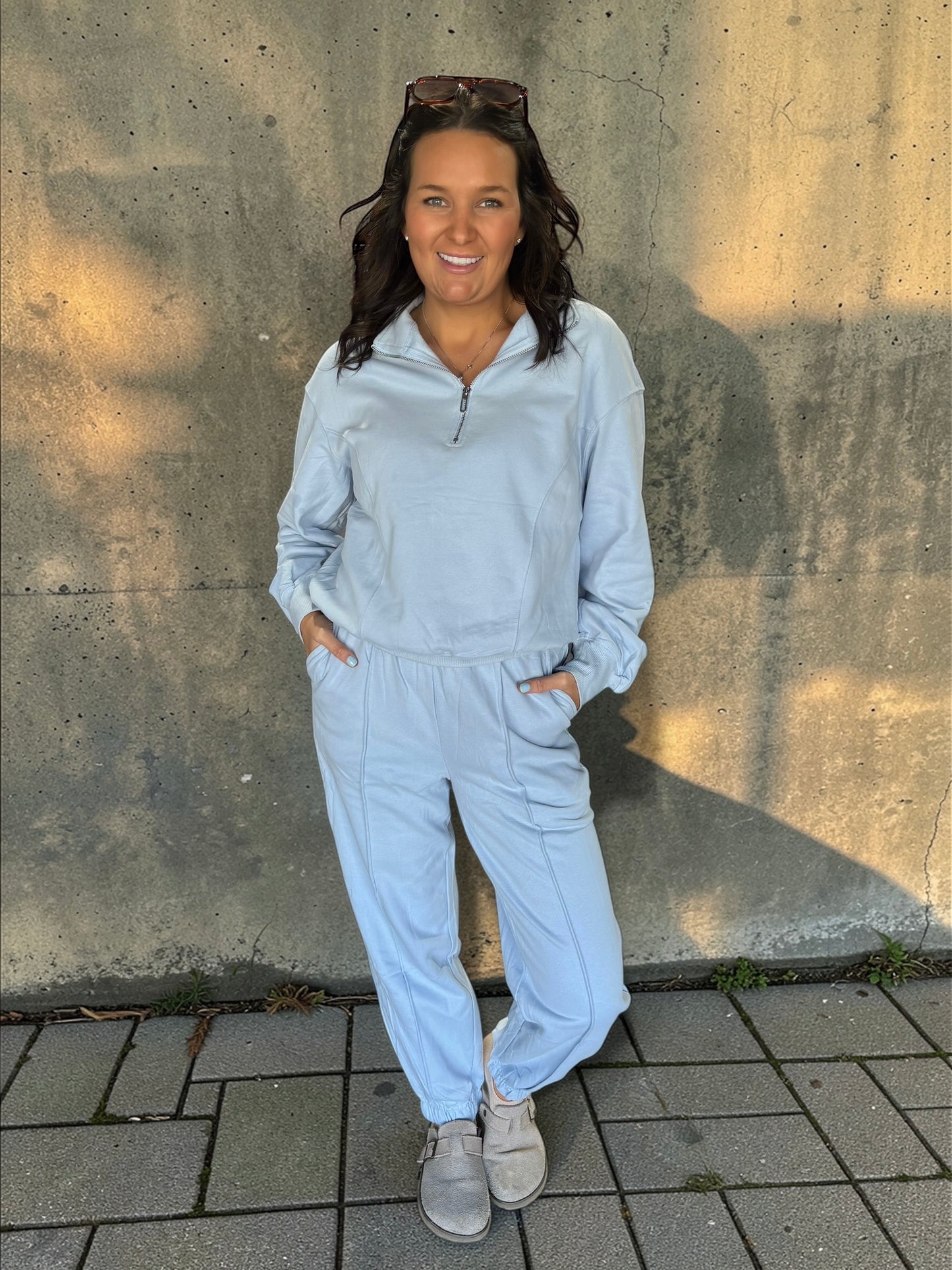 Blue Current Half‑Zip Jogger Set
