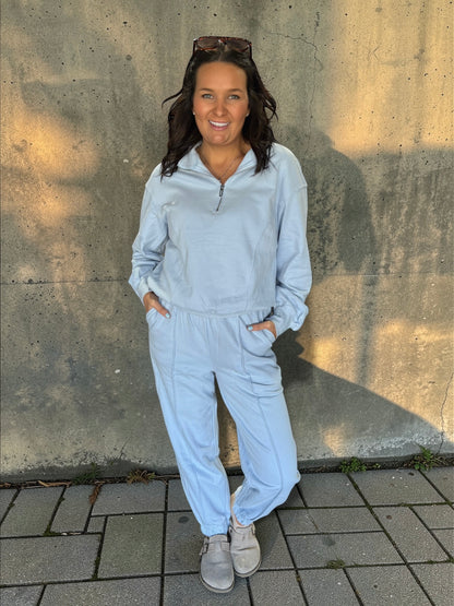 Blue Current Half‑Zip Jogger Set