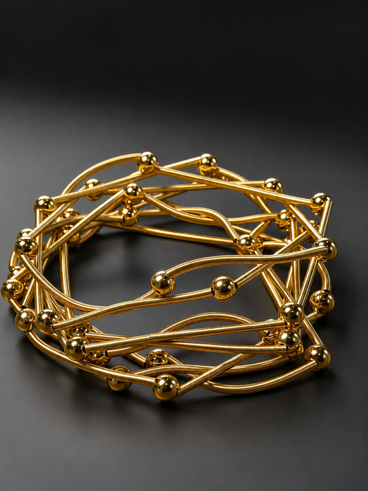 Golden Beads Stretchy Bracelet Set