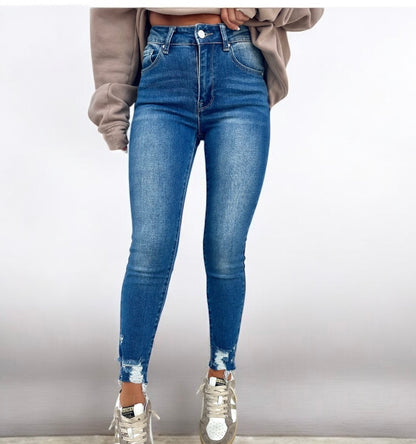 Dawson Denim Distressed Hem Skinny Jeans