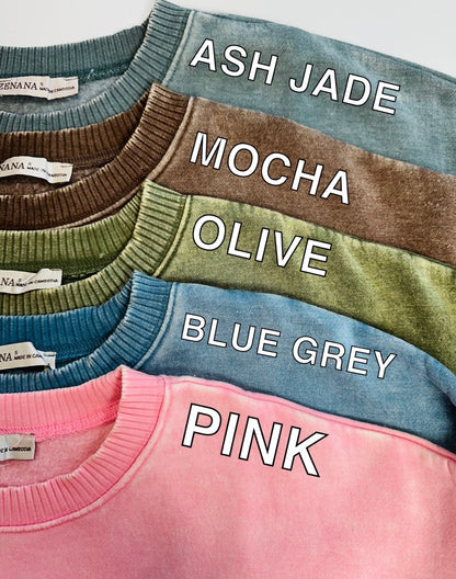 Hold Me Tight Acid Wash Crewneck Top