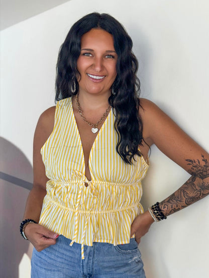 Ribbon Charm Striped Top