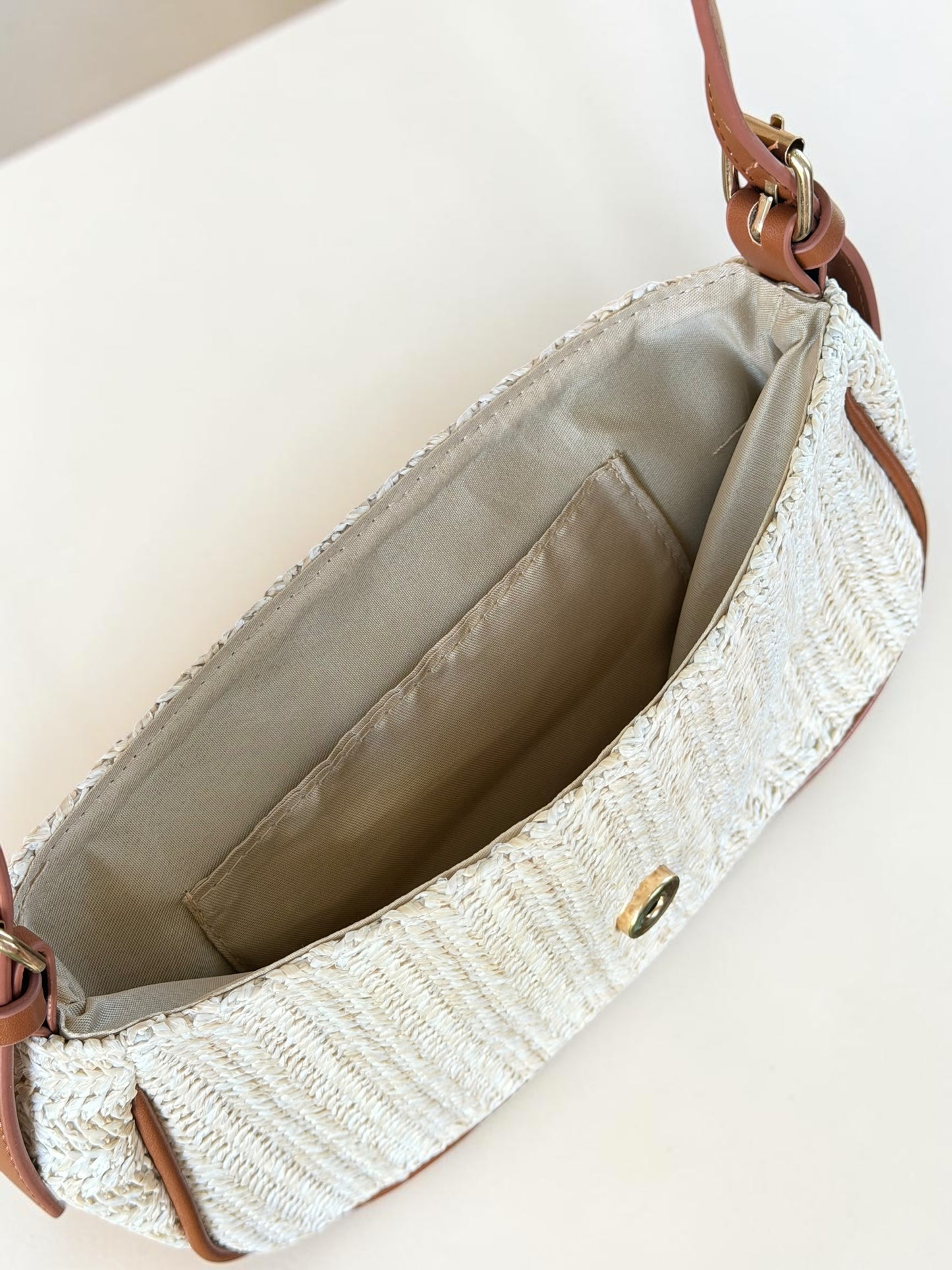 Ivory Woven Shoulder Bag