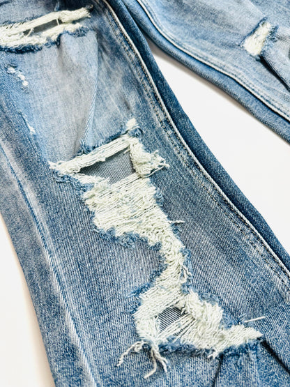 Dana Double Button Distressed High Rise Jeans