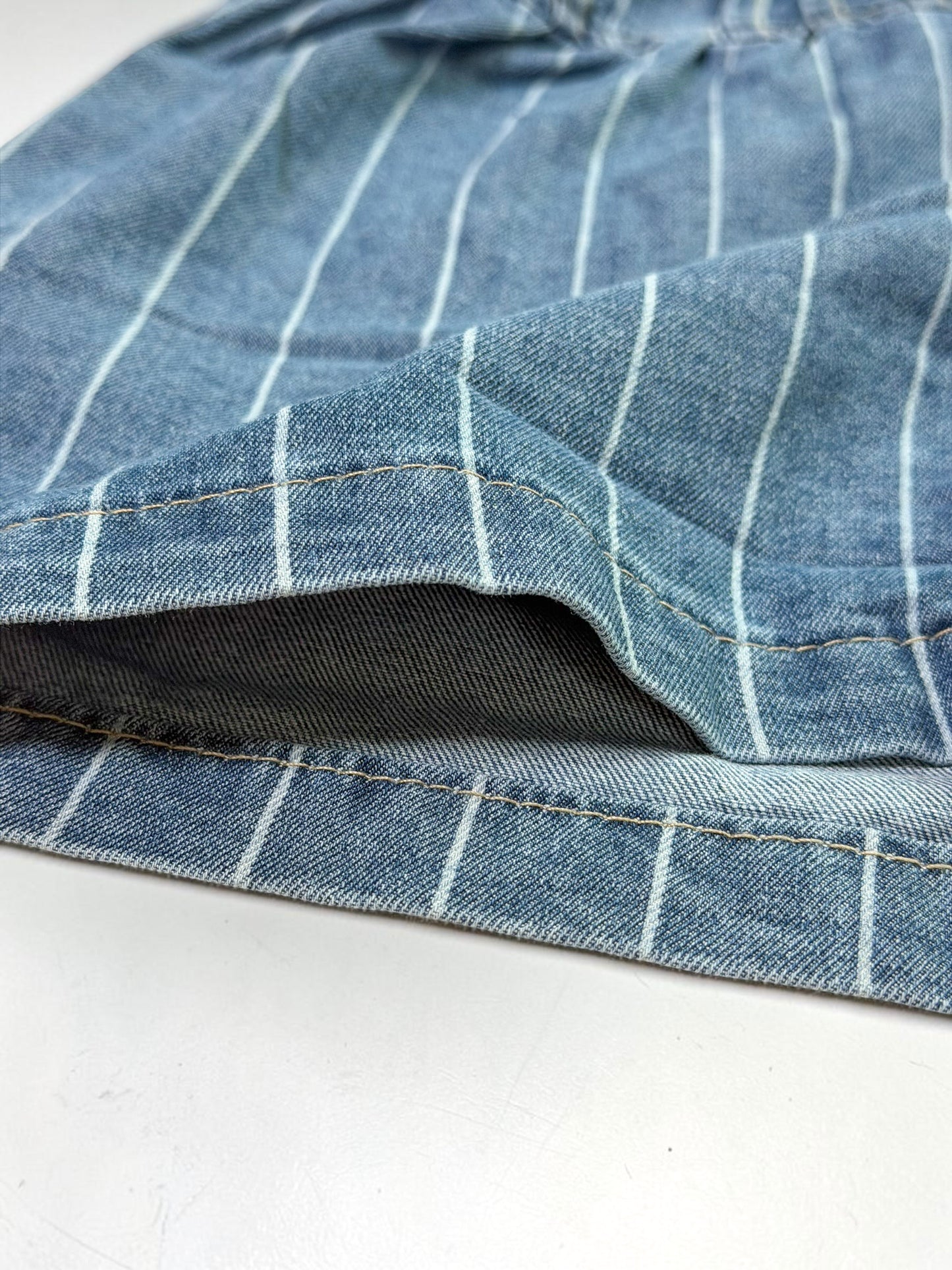 Blue Stripes Denim Drawstring Shorts