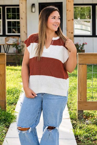 Toffee Stripes Sweater Top