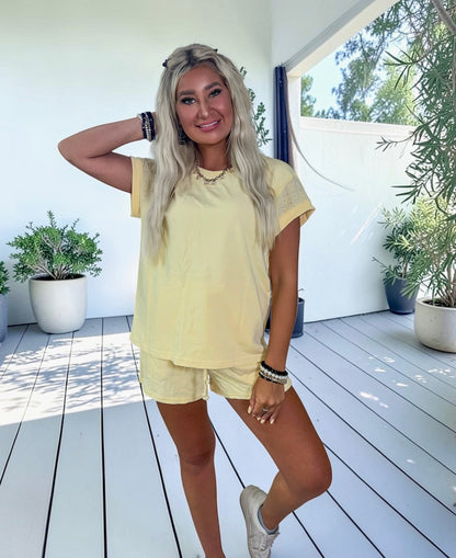 Sunny Eyelet Short Sleeve Set