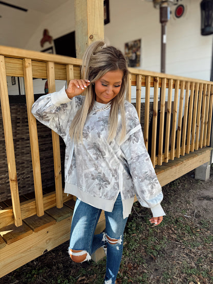 Driftwood Exposed Seam Sweatshirt Top