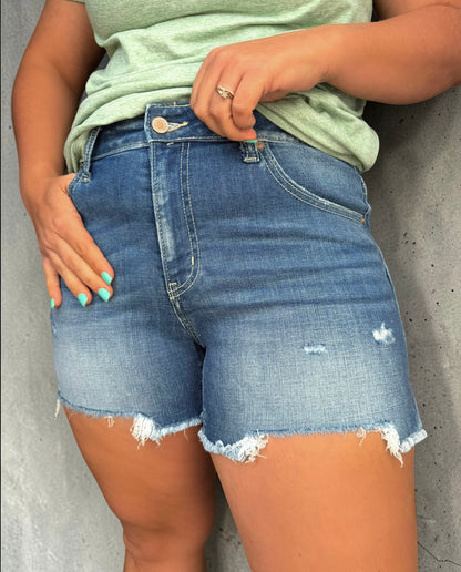 Ellie Mae Frayed Hem Denim Shorts
