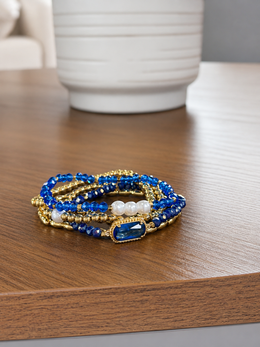 Golden Gem Blue 5-Piece Bracelet Set
